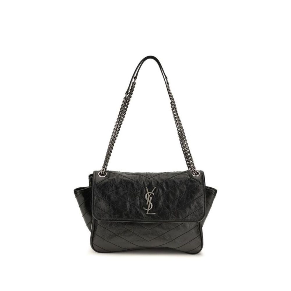 Saint Laurent Black Calf Leather Bos Taurus Shoulder Women's Bag